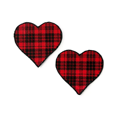 Red and Black Plaid Heart Pasties