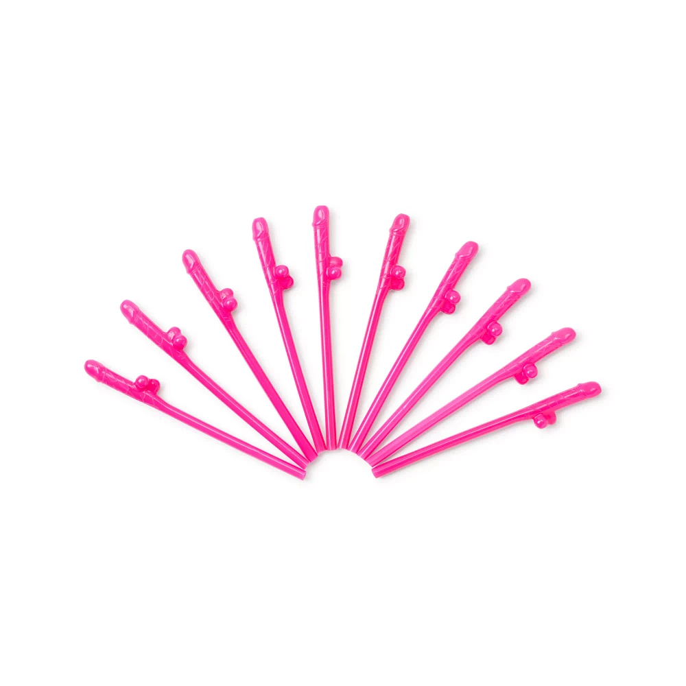 Multi-Pack Pink Penis Straws - 10 Pack