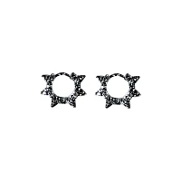 Black Splatter Spike Huggie Hoop Earrings- 18 Gauge