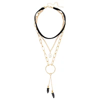 3 Row Pearl-Effect Chain and Choker Necklace