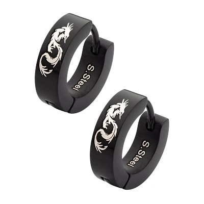 Black Dragon Huggie Earrings - 18 Gauge