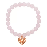 Rose Quartz Heart Charm Bracelet