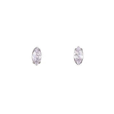 Prong Oval CZ Titanium Stud Earrings