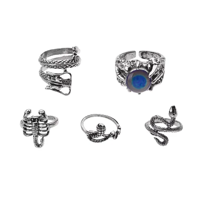 Multi-Pack Snake and Scorpion Rings - 5 Pack