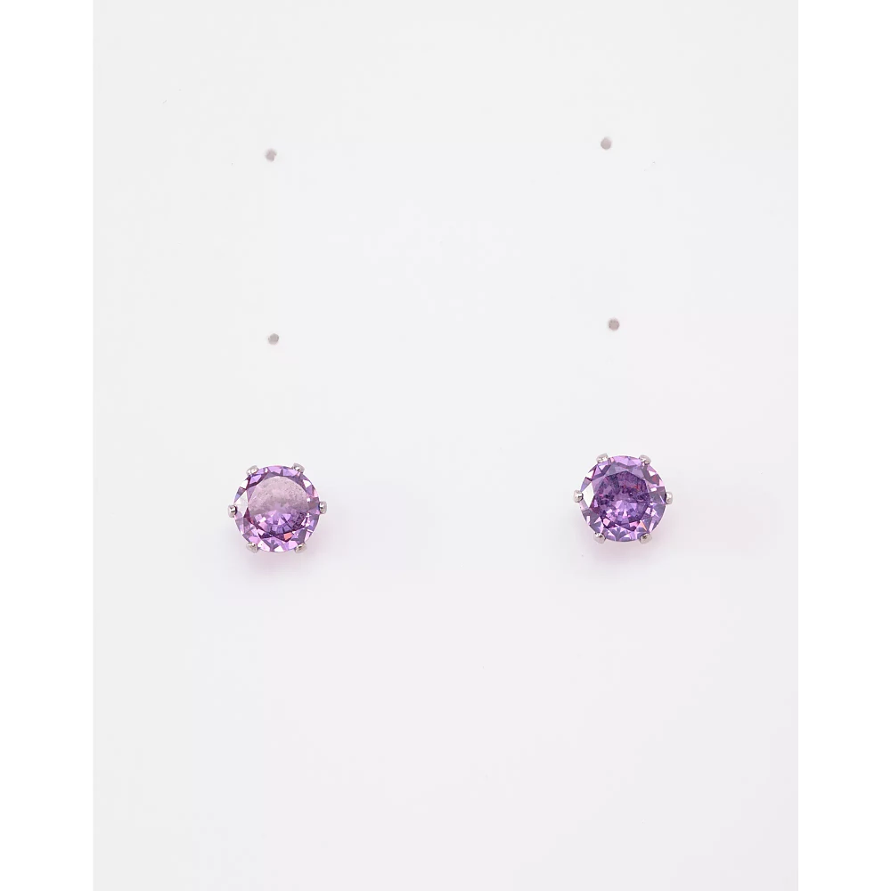 CZ Amethyst Birthstone Stud Earrings