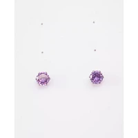 CZ Amethyst Birthstone Stud Earrings