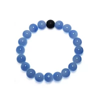Black and Light Blue Long Distance Beaded Bracelets - 2 Pack