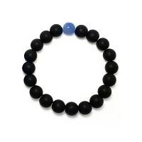 Black and Light Blue Long Distance Beaded Bracelets - 2 Pack
