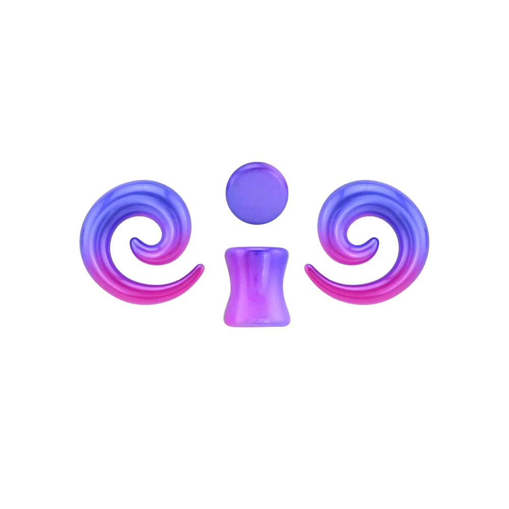 Multi-Pack Purple and Pink Ombre Spirals Plugs - 2 Pair
