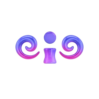 Multi-Pack Purple and Pink Ombre Spirals Plugs - 2 Pair