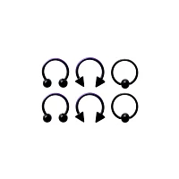 Multi-Pack Purple Ombre Horseshoe Rings and Captive 3 Pair - 16 Gauge