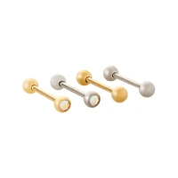 Multi-Pack CZ Goldtone and Silvertone Titanium Barbells 4 Pack - 14 Gauge