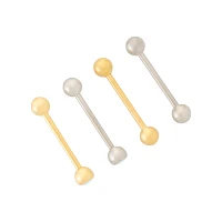 Multi-Pack CZ Goldtone and Silvertone Titanium Barbells 4 Pack - 14 Gauge