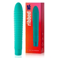 Ribbed AF 10-Function Waterproof Vibrator Green - 8 Inch