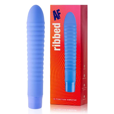 Ribbed AF 10-Function Waterproof Vibrator Purple - 8 Inch