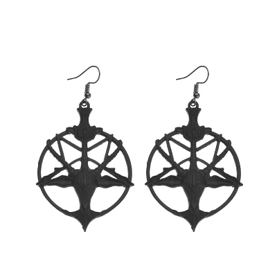 Pentagram Baphomet Dangle Earrings