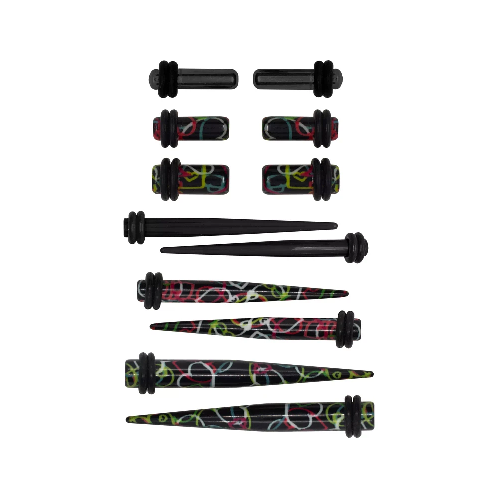 Multi-Pack Swirl Heart Plugs and Tapers - 6 Pair