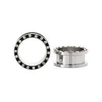 CZ Screw Fit Silvertone and Black Tunnels