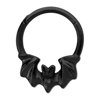 Black Bat Hinged Hoop Ring