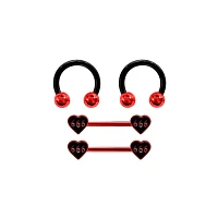 Multi-Pack 666 Horseshoe Rings and Barbells 2 Pair - 14 Gauge