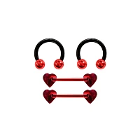 Multi-Pack 666 Horseshoe Rings and Barbells 2 Pair - 14 Gauge