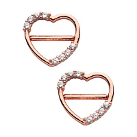 Goldtone CZ Heart Nipple Shields - 14 Gauge