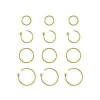 Multi-Pack CZ Goldtone Hoop Nose Rings 12 Pack - 20 Gauge