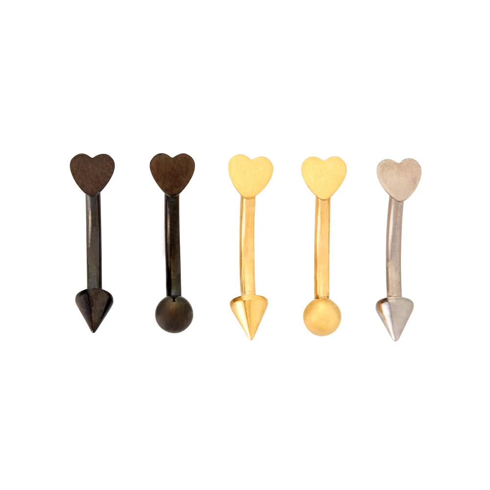 Multi-Pack Titanium Black Goldtone and Silvertone Curved Barbells 5 Pack - 16 Gauge