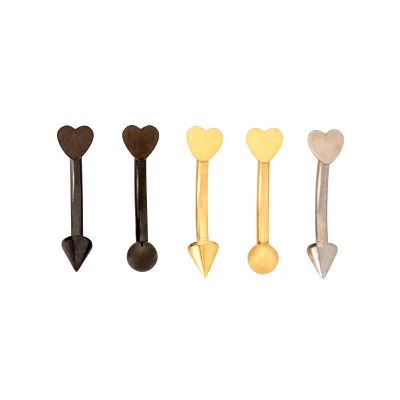 Multi-Pack Titanium Black Goldtone and Silvertone Curved Barbells 5 Pack - 16 Gauge