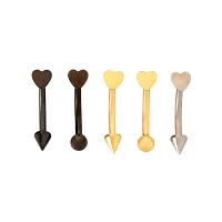 Multi-Pack Titanium Black Goldtone and Silvertone Curved Barbells 5 Pack - 16 Gauge