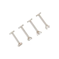 Multi-Pack Square and Oval CZ Titanium Labret Lip Rings 4 Pack - 16 Gauge