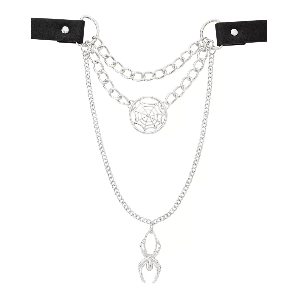 Triple Chain Spider and Web Choker Necklace