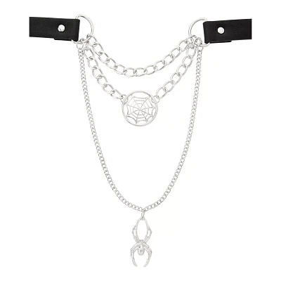 Triple Chain Spider and Web Choker Necklace
