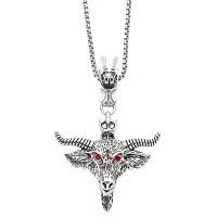 Red CZ Baphomet Pendant Chain Necklace