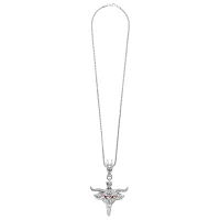 Red CZ Baphomet Pendant Chain Necklace