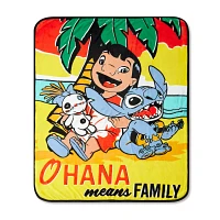 Ohana Double-Sided Fleece Blanket- Lilo & Stitch
