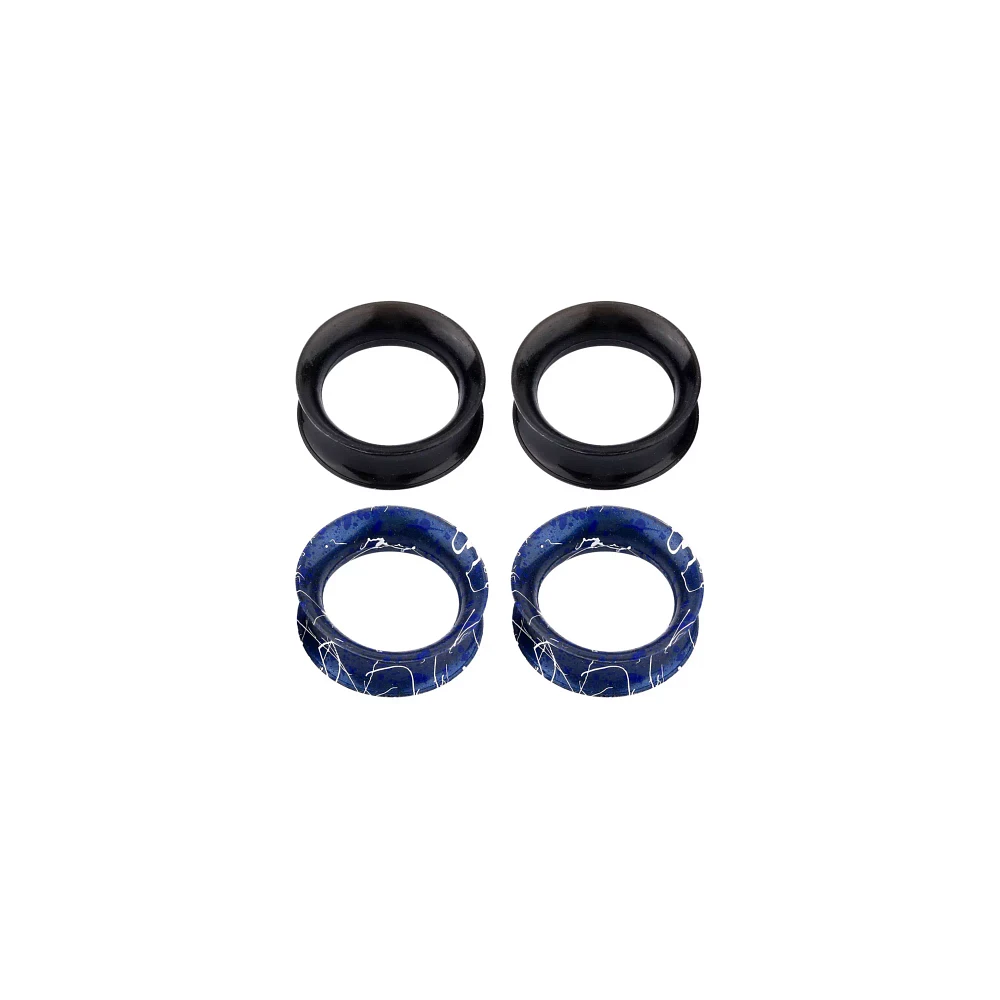 Black and Blue Splatter Tunnels - 2 Pair