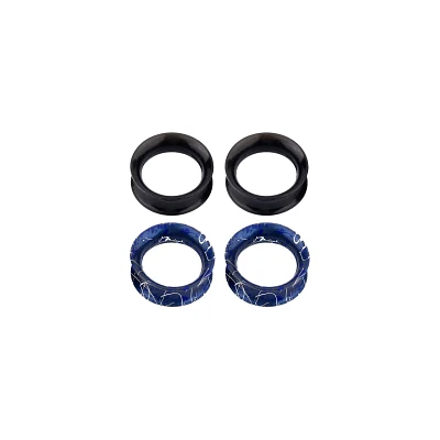 Black and Blue Splatter Tunnels - 2 Pair