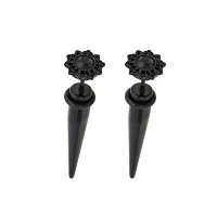 Black CZ Filigree Fake Tapers - 14 Gauge