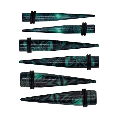 Multi-Pack Black and Green Swirl Tapers - 3 Pair