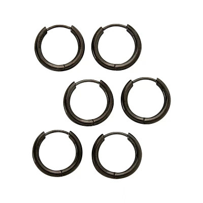 Multi-Pack Black Hoop Earrings 3 Pack - 20 Gauge