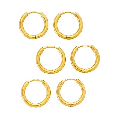 Multi-Pack Goldtone Hoop Earrings 3 Pack - 20 Gauge