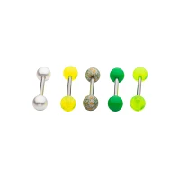 Multi-Pack Green and Yellow Flower Barbells 5 Pack - 14 Gauge