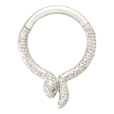 Silvertone Hinged Snake Hoop Nose Ring - 16 Gauge
