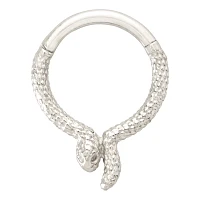 Silvertone Hinged Snake Hoop Nose Ring - 16 Gauge