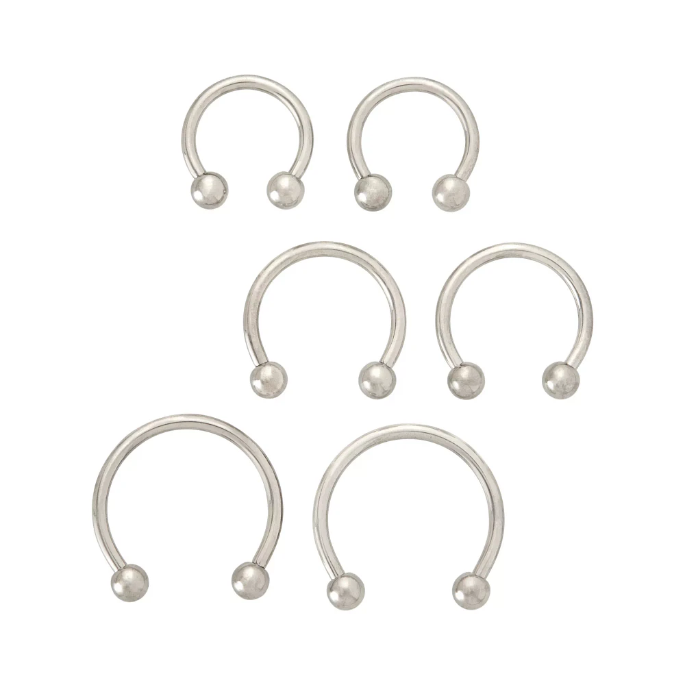 Multi-Pack Silver-Plated Horseshoe Septum Rings 6 Pack- 16 Gauge