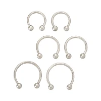 Multi-Pack Silver-Plated Horseshoe Septum Rings 6 Pack- 16 Gauge