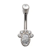 CZ Cluster Double Gem Belly Ring - 14 Gauge