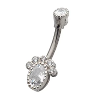 CZ Cluster Double Gem Belly Ring - 14 Gauge