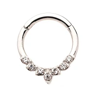 CZ Silvertone Leaf Hinged Septum Ring
